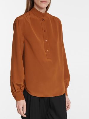 Копринена блуза Saint Laurent кафяво