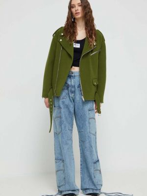 Kurtka jeansowa wełniana Moschino Jeans zielona