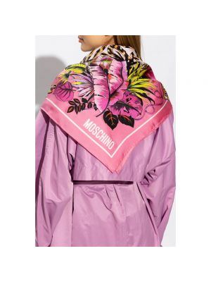 Bufanda de seda con estampado Moschino rosa