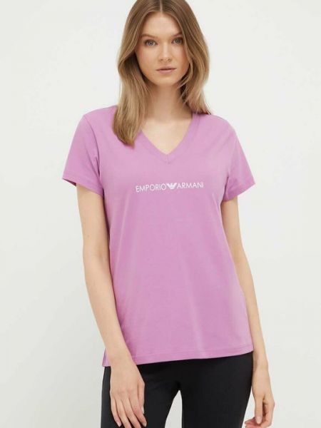 Хлопковая футболка Emporio Armani Underwear розовая