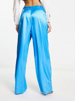 Атласные широкие брюки Miss Selfridge синие