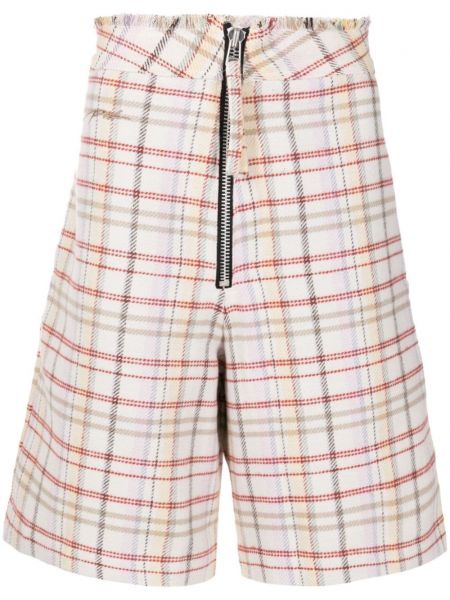 Flanel kratke hlače s karirastim vzorcem Piet bela