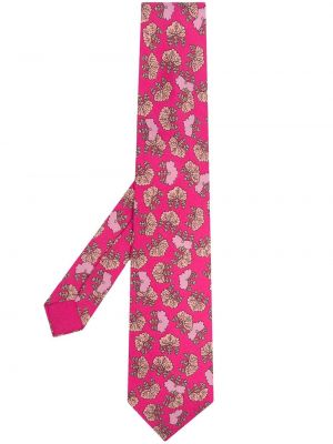 Копринена вратовръзка с принт Hermès розово