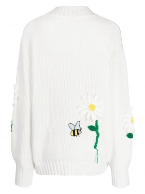 Dzianinowy sweter z nadrukiem Mira Mikati biały