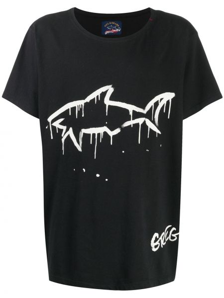 Camiseta con estampado Greg Lauren X Paul & Shark negro