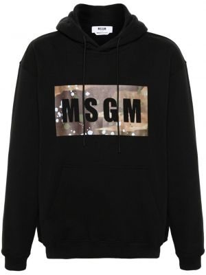 Βαμβακερός φούτερ με κουκούλα με σχέδιο Msgm μαύρο