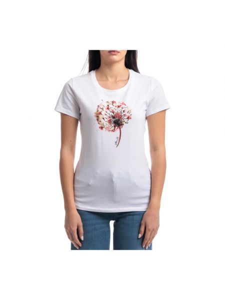 Koszulka z nadrukiem z kryształkami Liu Jo biała