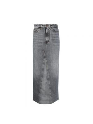 Spódnica jeansowa z wysoką talią z kieszeniami 3x1 szara