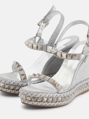 Kožené sandály Christian Louboutin stříbrné
