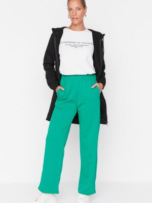 Dzianinowe spodnie sportowe Trendyol zielone