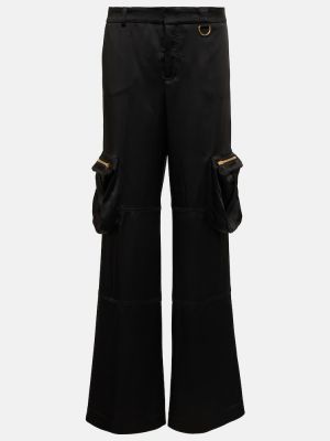 Pantalones cargo de cintura baja de raso Blumarine negro
