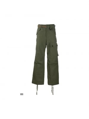 Памучни карго панталони Sacai зелено