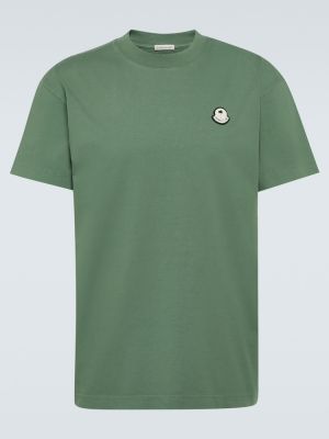 Kokvilnas t-krekls džersija Moncler Genius zaļš