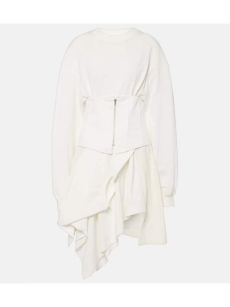 Asymetrické bavlněné šaty jersey Acne Studios bílé
