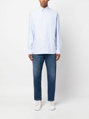 Daunen hemd aus baumwoll mit button-down-kagen D4.0 blau