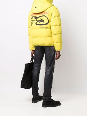 Péřová bunda na zip s kapucí Dsquared2 žlutá
