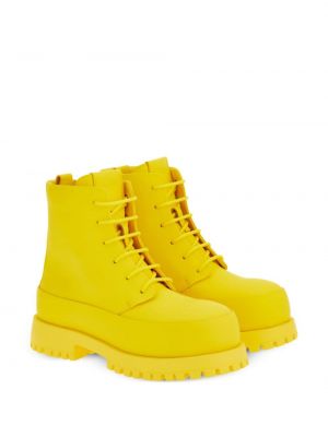 Krajkové kožené šněrovací kotníkové boty Ferragamo žluté