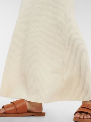 Vestido largo de lana de cachemir con estampado de cachemira Chloé blanco