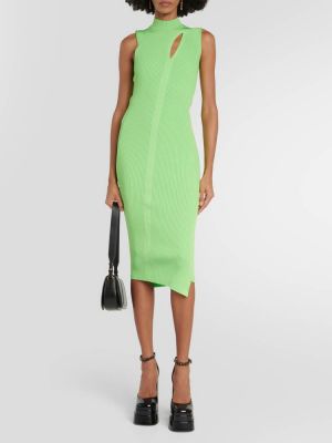Трикотажное платье миди Versace зеленое