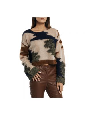 Sweter w kamuflażu Semicouture brązowy
