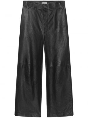 Kožené rovné kalhoty Balenciaga černé