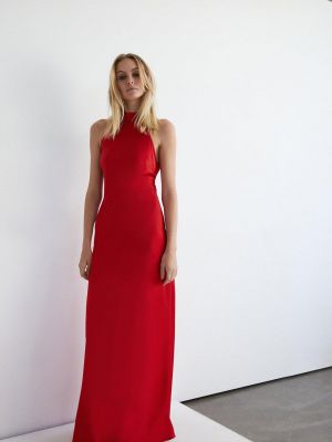 Атласный платье в бельевом стиле с вырезом на спине Warehouse красный