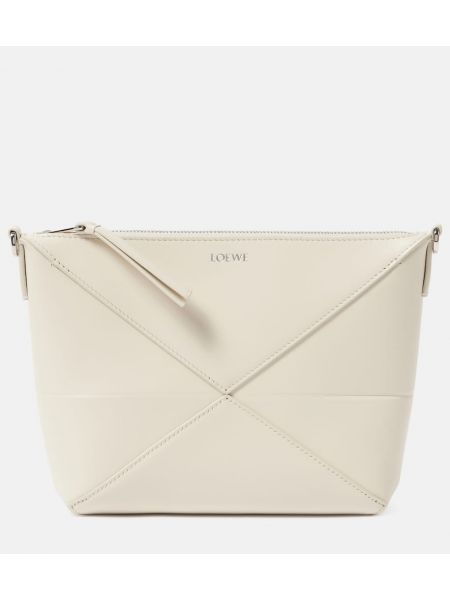 Plissert lær clutch Loewe hvit