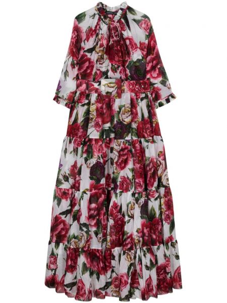 Pamučna haljina s kragnom s cvjetnim printom s printom Samantha Sung