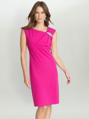 Прямое платье со стразами Gina Bacconi розовое