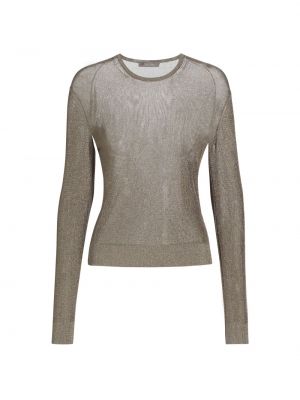 Полупрозрачный металлический свитер Lela Rose серебряный