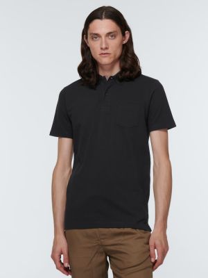 Medvilninis polo marškinėliai Sunspel juoda