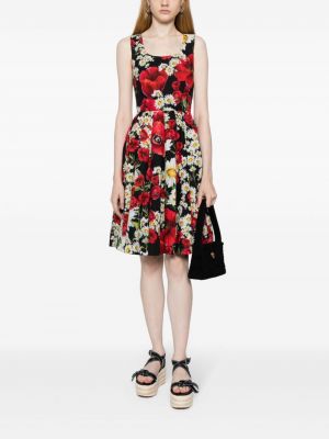 Kokvilnas kleita ar ziediem ar apdruku Dolce & Gabbana Pre-owned melns