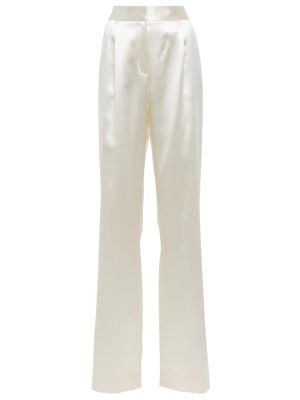 Μεταξωτό μάλλινο παντελόνι Danielle Frankel λευκό