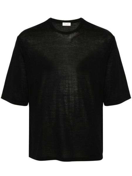 Dzianinowa koszulka Saint Laurent czarna