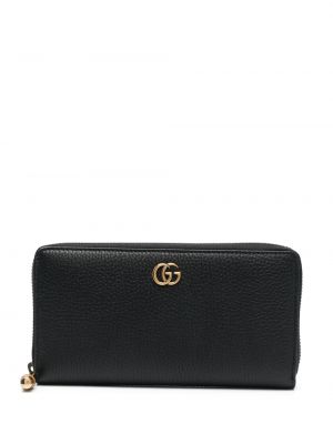 Usnjena denarnica z zadrgo Gucci črna