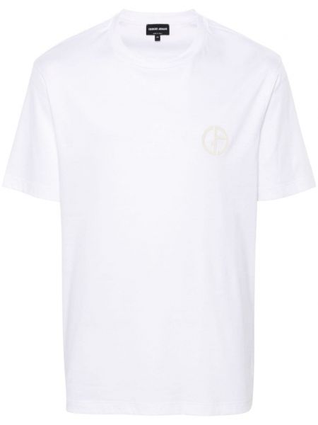 Broderet t-shirt Giorgio Armani hvid