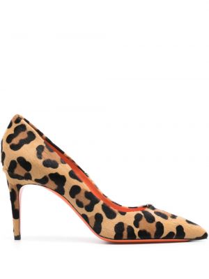 Полуотворени обувки с принт с леопардов принт Santoni