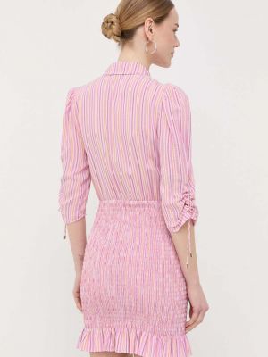 Hedvábné mini šaty Patrizia Pepe růžové