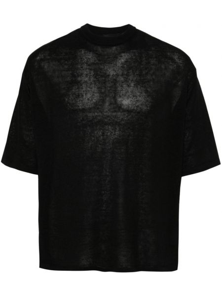 Πλεκτή λινή μπλούζα Roberto Collina μαύρο