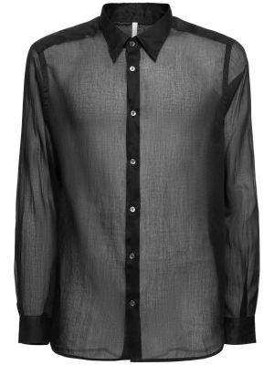 Βαμβακερό πουκάμισο με διαφανεια Sunflower μαύρο