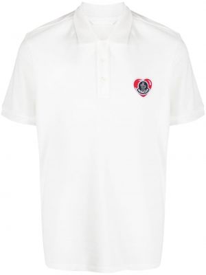Tricou polo cu broderie din bumbac Moncler alb