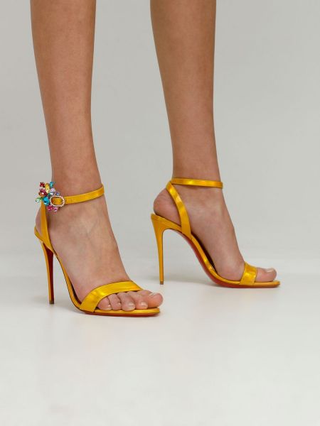 Sandały skórzane Christian Louboutin żółte