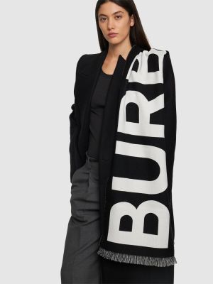 Sciarpa di lana in maglia Burberry nero