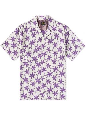 Жаккардовая рубашка в цветочек с принтом Needles белая