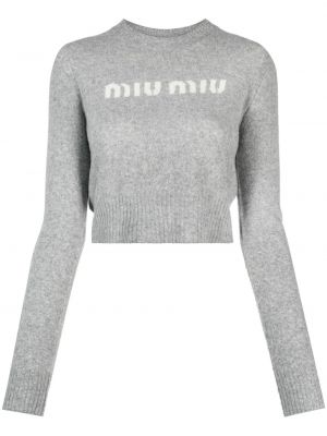 Kašmírový vlnený sveter Miu Miu sivá