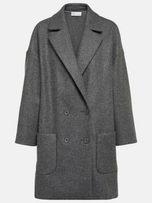 Двубортное пальто из смесовой шерсти REDVALENTINO серый