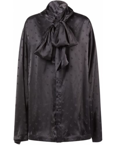 Camicia in viscosa con cappuccio Balenciaga nero