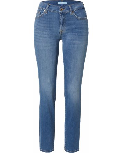 Bavlnené džínsy s vysokým pásom na zips 7 For All Mankind - modrá