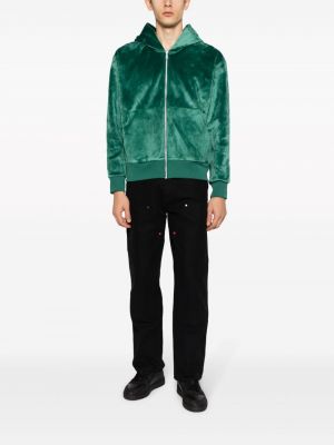 Veliūrinis siuvinėtas džemperis su gobtuvu Adidas žalia