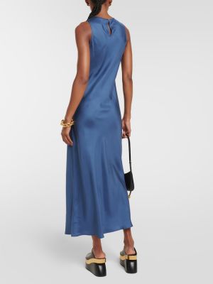 Jedwabna sukienka midi Asceno niebieska
